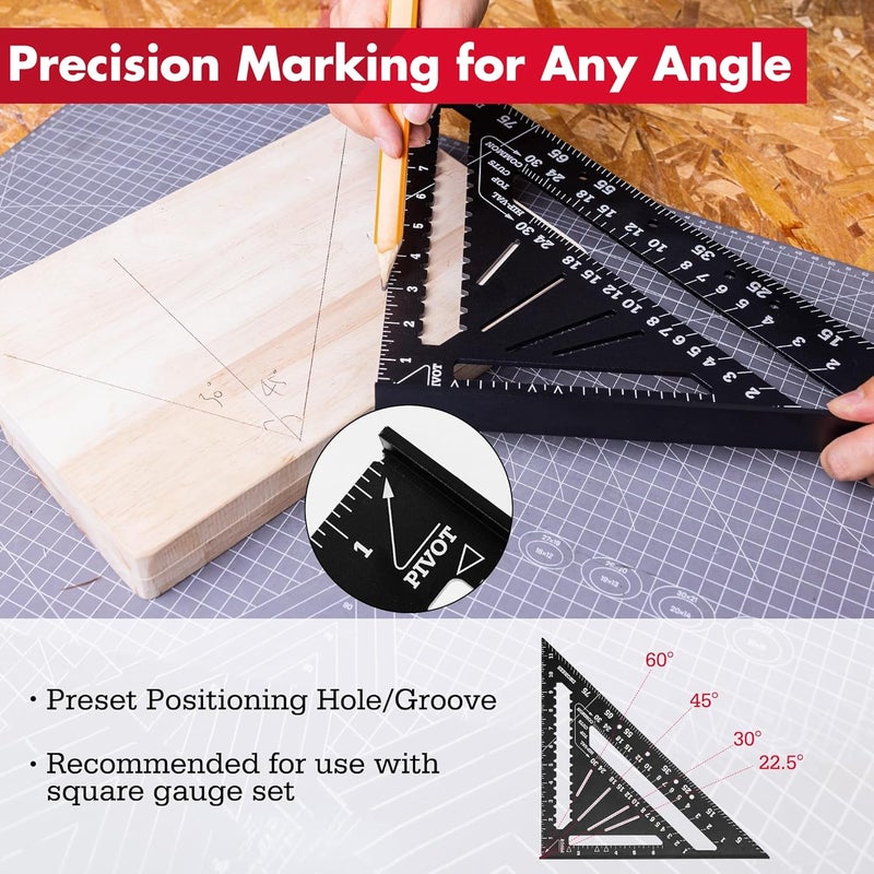 Arrow Fastener Arrow Aluminum Alloy Carpenter Square, 12-Inch Rafter Square Layout Tool, Woodworking Triangle Ruler for Carpentry and Craftsmen - Image 5
